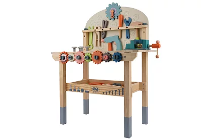 Atelier pentru copii – masă cu unelte din lemn 3 în 1