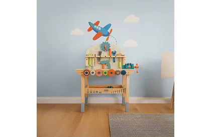 Atelier pentru copii – masă cu unelte din lemn 3 în 1