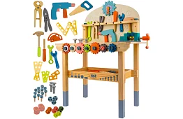 Atelier pentru copii – masă cu unelte din lemn 3 în 1