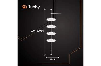 Raftă colțară și telescopică pentru duș - 240-310 cm