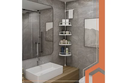 Raftă colțară și telescopică pentru duș - 240-310 cm