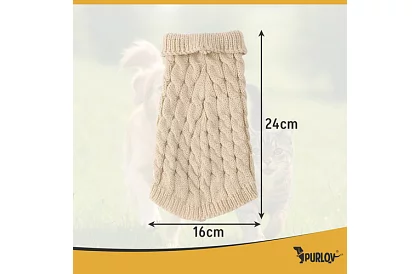 Îmbrăcăminte călduroasă pulover pentru câine, pisică – mărimea S – bej