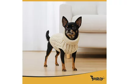 Îmbrăcăminte călduroasă pulover pentru câine, pisică – mărimea S – bej