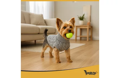 Îmbrăcăminte pulover cald pentru câine, pisică – mărimea M – gri PURLOV