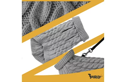 Îmbrăcăminte pulover cald pentru câine, pisică – mărimea M – gri PURLOV