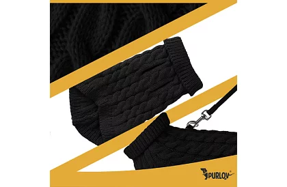 Îmbrăcăminte pulover cald pentru câine, pisică – mărimea L – negru