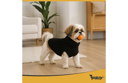 Îmbrăcăminte pulover cald pentru câine, pisică – mărimea L – negru