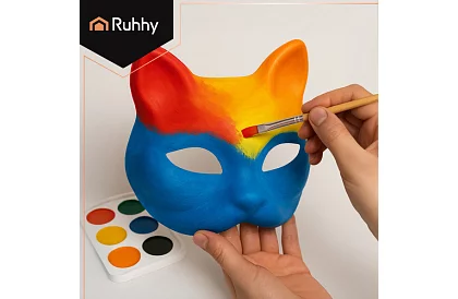 Măști de pisică pentru carnaval 10 bucăți – set DIY pentru pictat