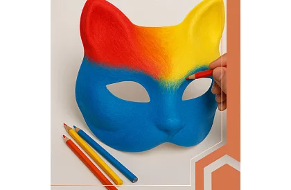 Măști de pisică pentru carnaval 10 bucăți – set DIY pentru pictat