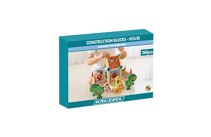 Blocuri de construcție din lemn – căsuță, 268 de piese