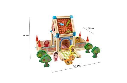 Blocuri de construcție din lemn – căsuță, 268 de piese