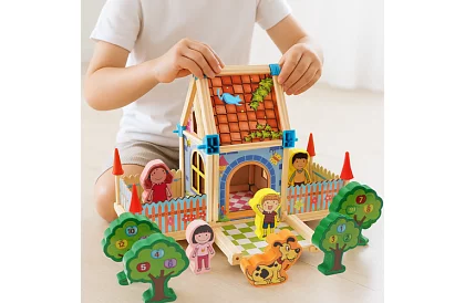 Blocuri de construcție din lemn – căsuță, 268 de piese