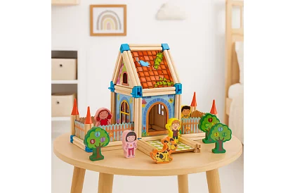 Blocuri de construcție din lemn – căsuță, 268 de piese