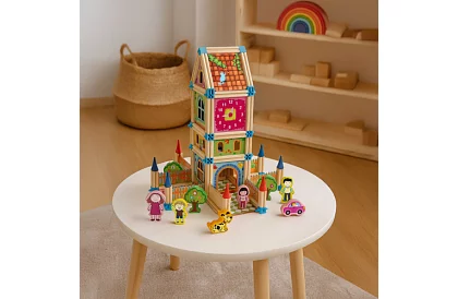 Blocuri de construcție din lemn – căsuță, 268 de piese