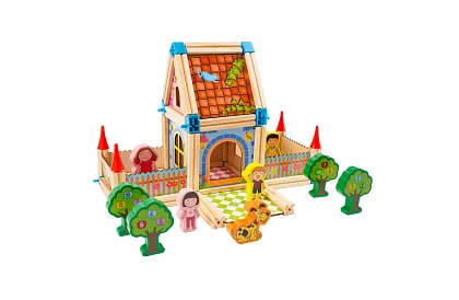 Blocuri de construcție din lemn – căsuță, 268 de piese