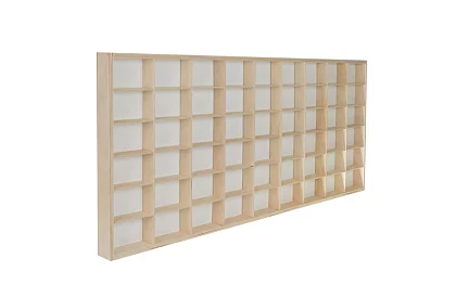 Raft din lemn pentru colecționari de figurine, mașinuțe – 54 compartimente