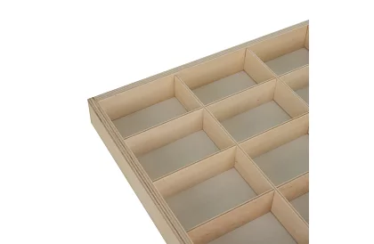 Raft din lemn pentru colecționari de figurine, mașinuțe – 54 compartimente