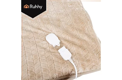 Plaid termic 180 × 130 cm - bej, 10 moduri + telecomandă