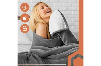 Plaid dublu față 150 x 200 cm – gri închis