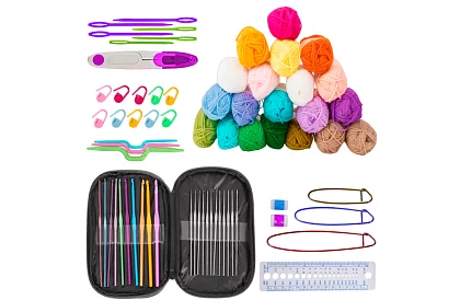 Set de croșetat în husă pentru începători și avansați – 69 de piese