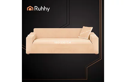 Husă extensibilă pentru canapea 190–230 cm – Catifea bej