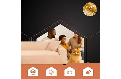 Husă extensibilă pentru canapea 190–230 cm – Catifea bej