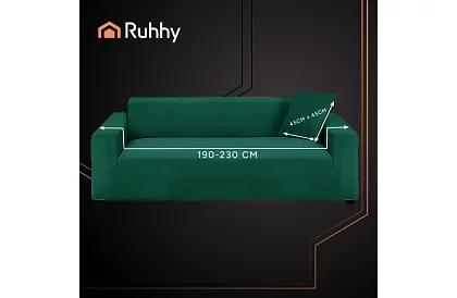 Husă elastică pentru canapea 190–230 cm – Catifea verde