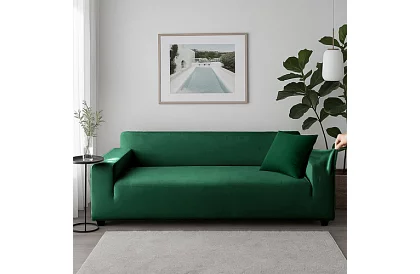 Husă elastică pentru canapea 190–230 cm – Catifea verde