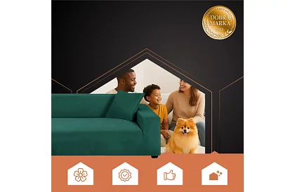 Husă elastică pentru canapea 190–230 cm – Catifea verde