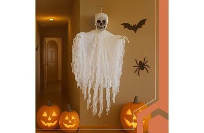 Schelet suspendat 70 cm - decoratiune suspendata alba