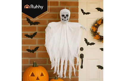 Schelet suspendat 70 cm - decoratiune suspendata alba