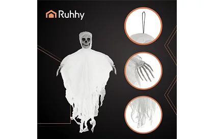 Schelet suspendat 70 cm - decoratiune suspendata alba