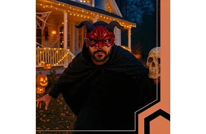 Masca de carnaval a diavolului cu coarne