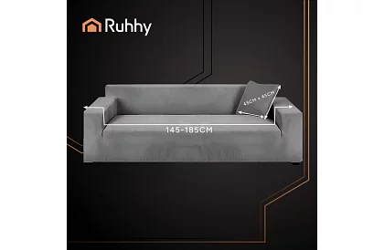 Husă extensibilă pentru canapea 145–185 cm – catifea gri închis