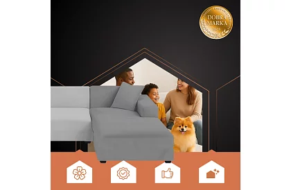 Husă extensibilă pentru canapea 145–185 cm – catifea gri închis