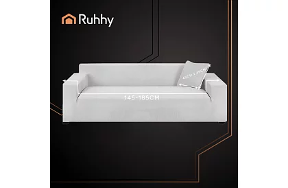 Husă elastică pentru canapea 145–185 cm – Catifea gri deschis