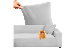 Husă elastică pentru canapea 145–185 cm – Catifea gri deschis