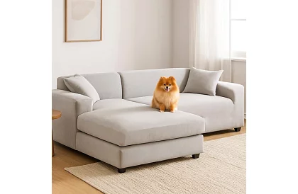 Husă extensibilă pentru canapea 190–230 cm – Catifea gri deschis