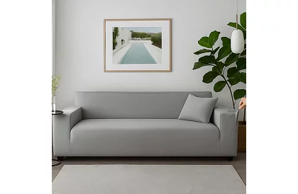 Husă extensibilă pentru canapea 190–230 cm – Catifea gri deschis