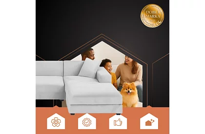 Husă extensibilă pentru canapea 190–230 cm – Catifea gri deschis