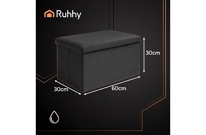 Taburet de depozitare pliabil 60 × 30 × 30 cm – catifea neagră