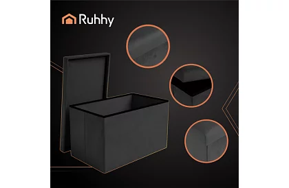 Taburet de depozitare pliabil 60 × 30 × 30 cm – catifea neagră