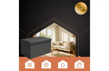 Taburet de depozitare pliabil 60 × 30 × 30 cm – catifea neagră