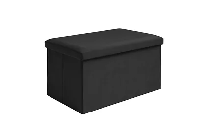 Taburet de depozitare pliabil 60 × 30 × 30 cm – catifea neagră