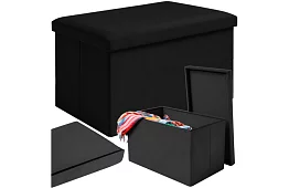 Taburet de depozitare pliabil 60 × 30 × 30 cm – catifea neagră