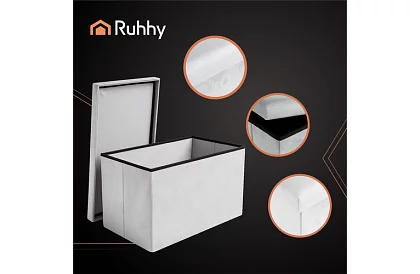 Taburet de depozitare pliabil 60 × 30 × 30 cm – catifea gri