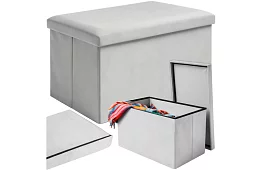 Taburet de depozitare pliabil 60 × 30 × 30 cm – catifea gri