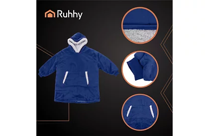 Mare pulover oversized – pătură albastră închisă