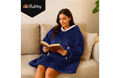 Mare pulover oversized – pătură albastră închisă