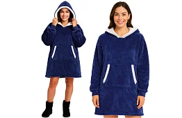 Mare pulover oversized – pătură albastră închisă